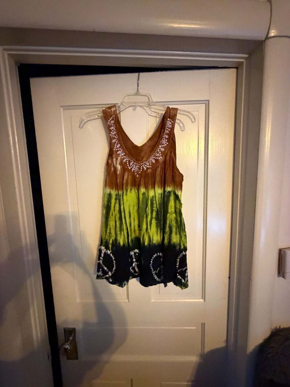 Shoreline Tie Dye Tank Top Size One Size Fits Most Green Brown Peace